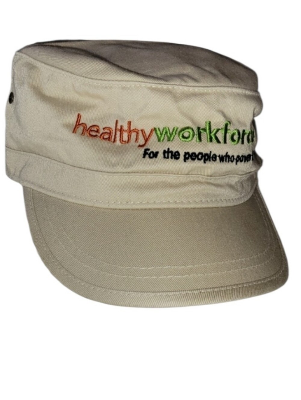 NWOT Beige Healthy Workforce Engineer Style Cap Adjustible Buckle Back OSFM